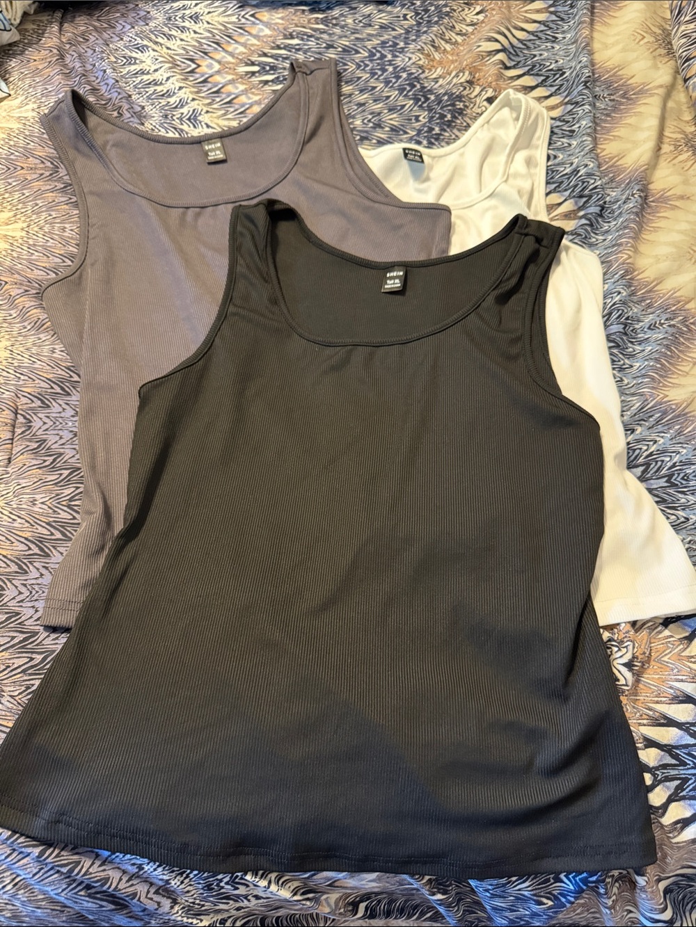 Women’s Ribbed Tank Top Bundle - Black, Gray, White